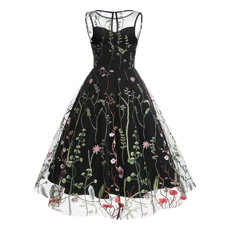 Vintage Sleeveless Embroidery Dresses