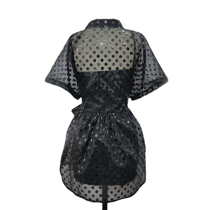 See Through Organza Casual Two Pieces Black Mini Dresses