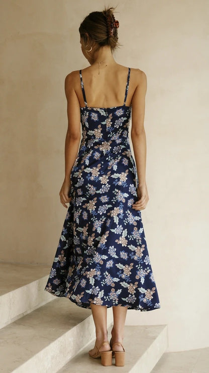 Sweety Summer Floral Print Sleeves Long Dresses