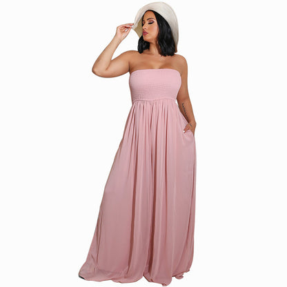 Sexy Strapless High Waist Chiffon Summer Jumpsuits