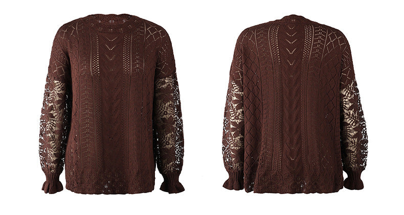 Women Lace Knitting Hollow Out Sweaters