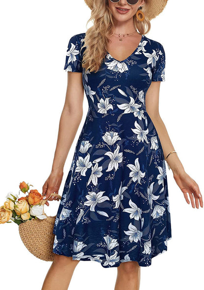 Casual Summer Sunflower Print Daily Women Sun Dresses