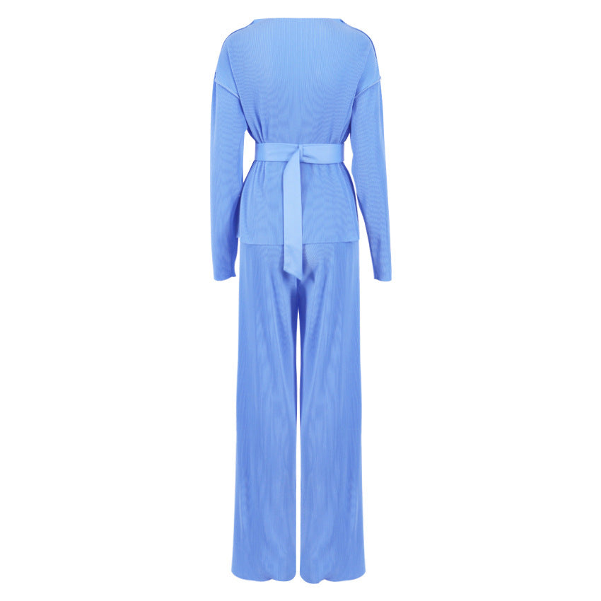 Luxury Spring Stand Collar Women Suits with Belt