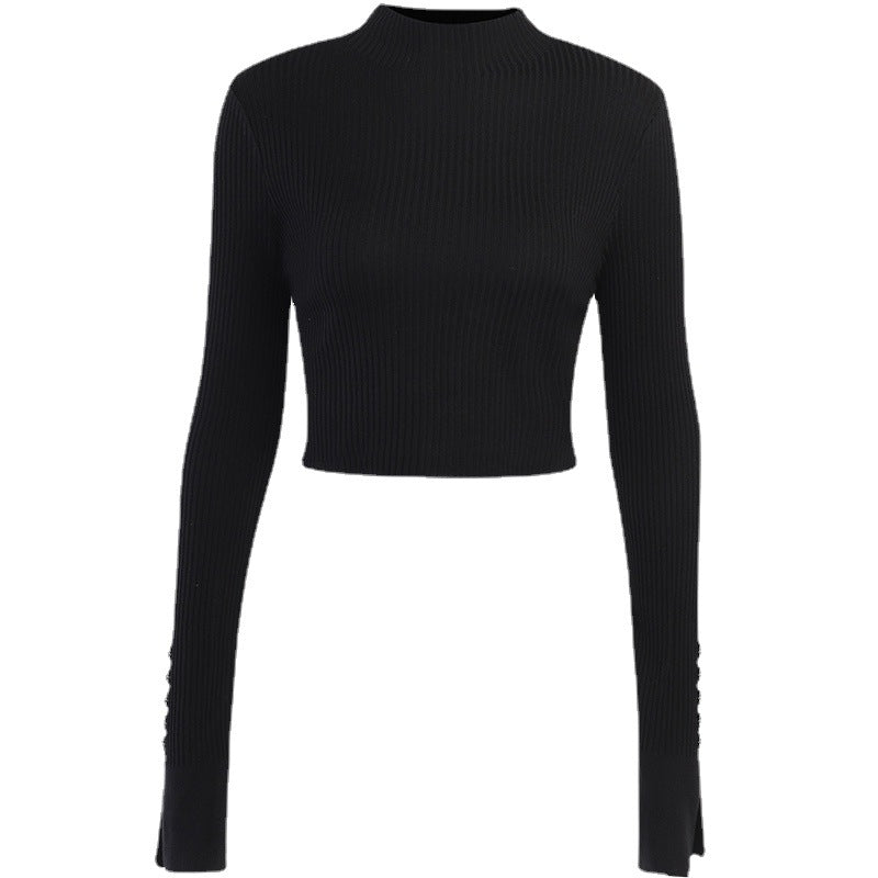 Elegant Turtleneck Short Knitted Tops