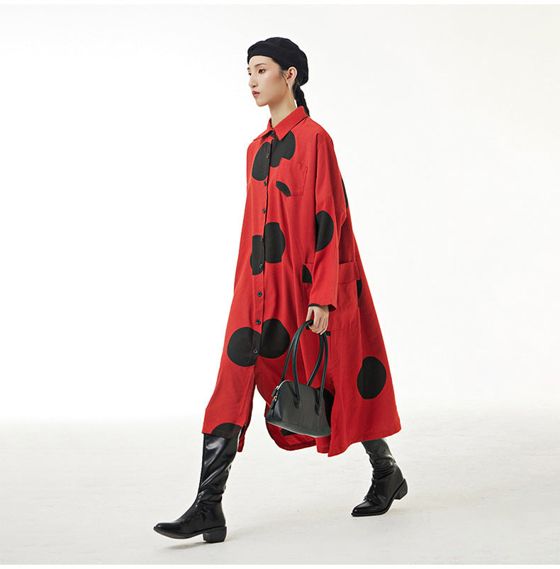 Designed Dot Print Plus Sizes Shirts Cotas for Women