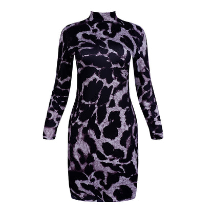 Sexy Snake Print Long Sleeves Sheath Dresses
