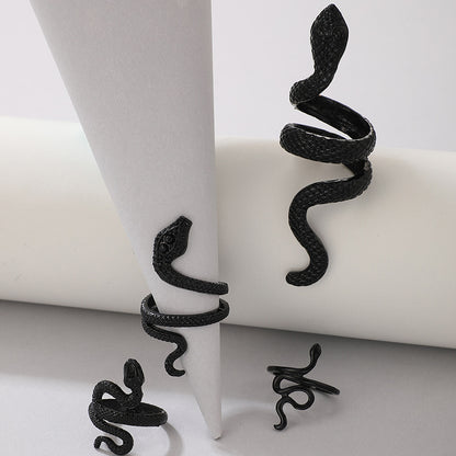 Vintage Cool Snake Shape Rings for Women 4pcs/set