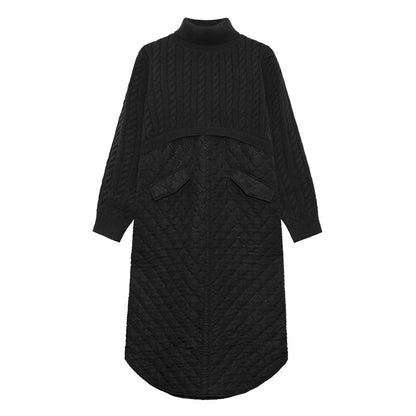 Women High Neck Winter Thicken Knitting Botton Cozy Dresses
