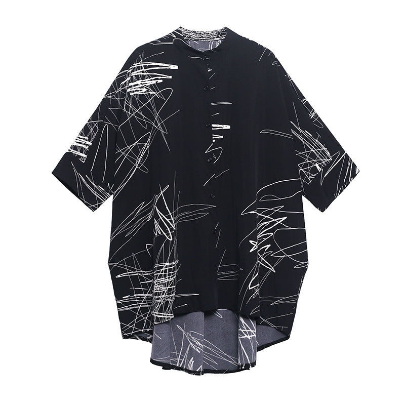 Casual Graffiti Irregular Summer Women Shirts