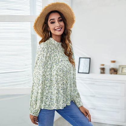 Casual Long Sleeves Spring Top Blouses for Women