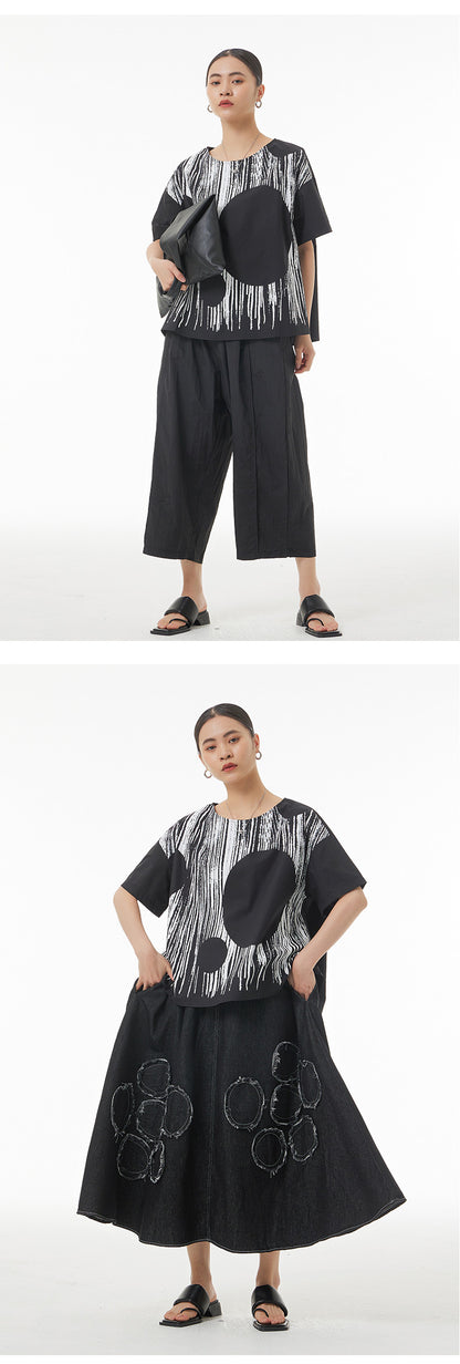 Abstract Summer Plus Sizes Women T Shirts