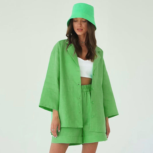 Casual Cotton Summer Women Out Suits