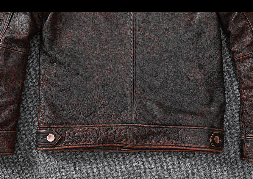 Vintage Cowhide Leather Overcoats Jackets for Men