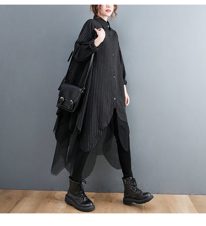 Casual Striped Double Women Midi Dresses
