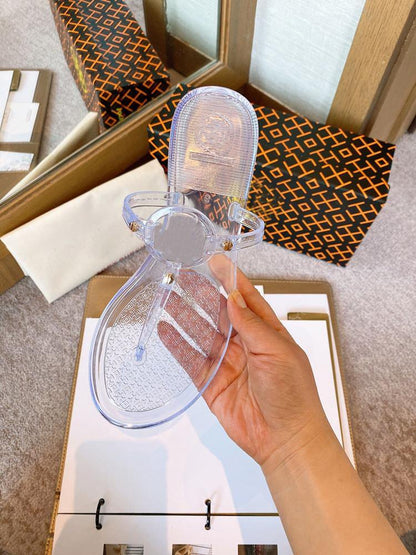 Women Beach Foot Clip Metal Button Flat Heel-STYLEGOING