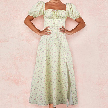 Summer Short Sleeves Floral Dresses-STYLEGOING