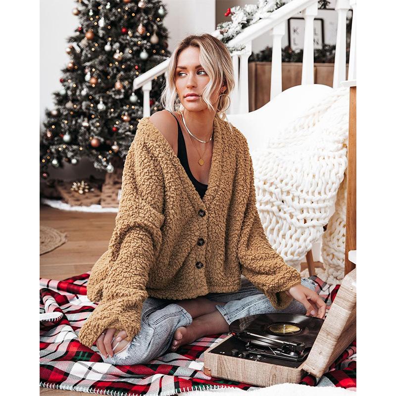 Women V Neck Long Sleeves Short Overcoat-STYLEGOING