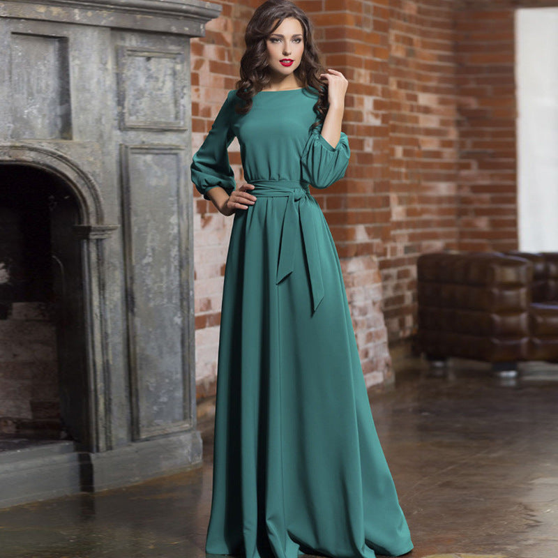 Elegant Summer Round Neck Long Party Dresses