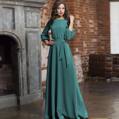 Elegant Summer Round Neck Long Party Dresses