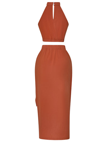 Sexy Halter Sleeves Top & Skirts Suits for Women