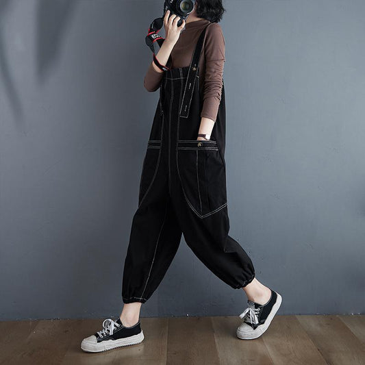 Plus Sizes Women Demin Dungarees-STYLEGOING