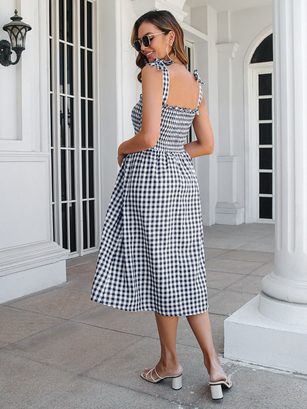 Summer Plaid Sleeveless Daily Dresses