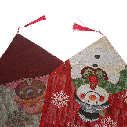 Christmas Snowman Linen Embroidery Table Runner