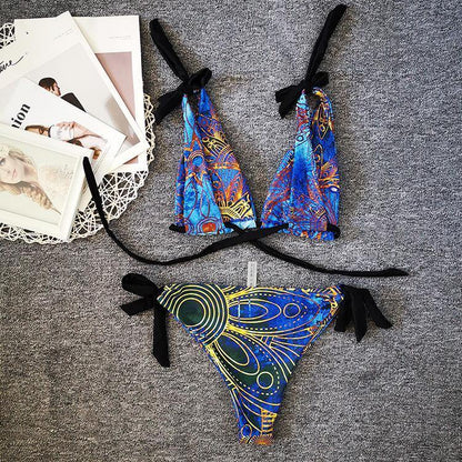 Vintage Floral Print Sexy Bikini Swimwear-STYLEGOING