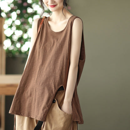 Vintage Cotton Sleeveless Women Crop Tops