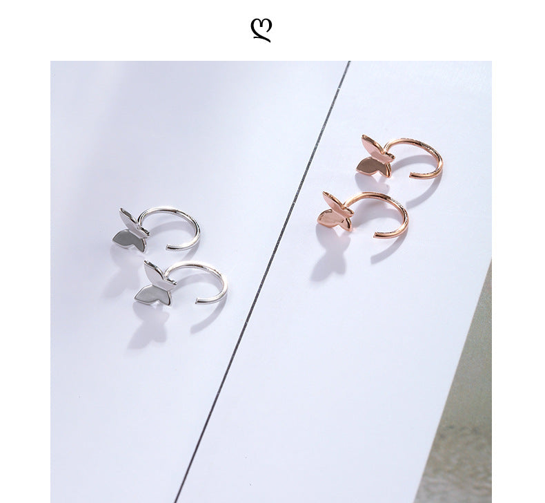 Butterfly Design Cute Sterling Sliver Ear Clips