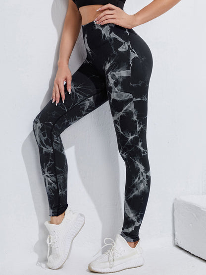 Women High Waist Dyed Yoga Running Leggings
