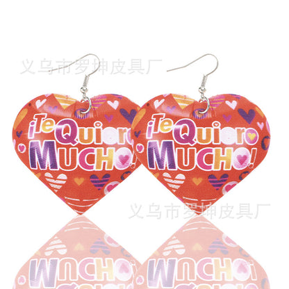3pcs/Set Pu Leather Sweetheart Design Pink Earrings for Women