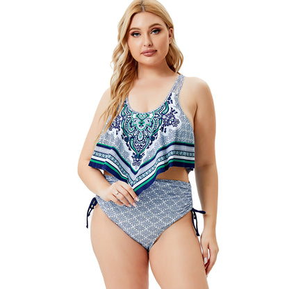 Blue Print Vintage Plus Sizes Summer Bikini Swimwear