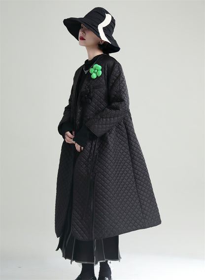 Black Cotton Winter Women Overcoats