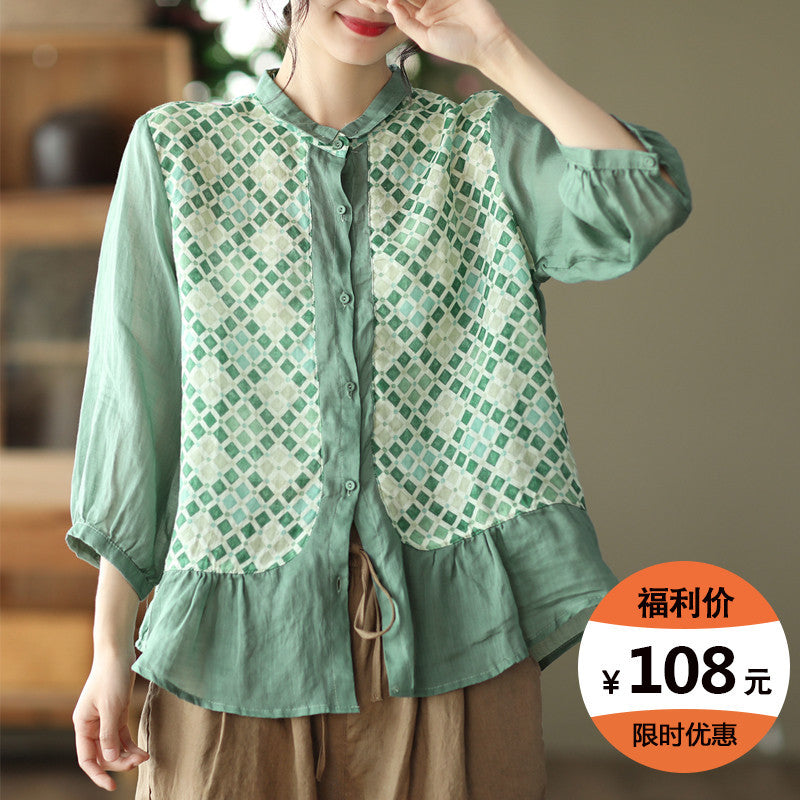 Vintage Flowers Classy Women Long Sleeves Shirts