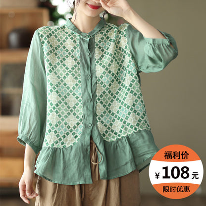 Vintage Flowers Classy Women Long Sleeves Shirts