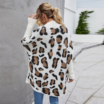Fashion Leopard Women Knitted Cardigan Sweaters