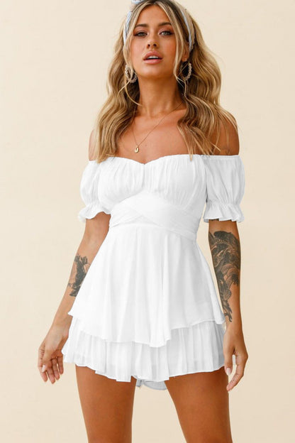 Sexy Off The Shoulder Bandage Short Jumpsuits