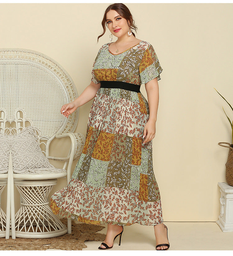 Summer Leisure Short Sleeves Women Plus Sizes Dresses