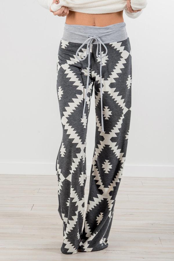 Casual Bandage Solid Loose Homewear Pajamas Pants