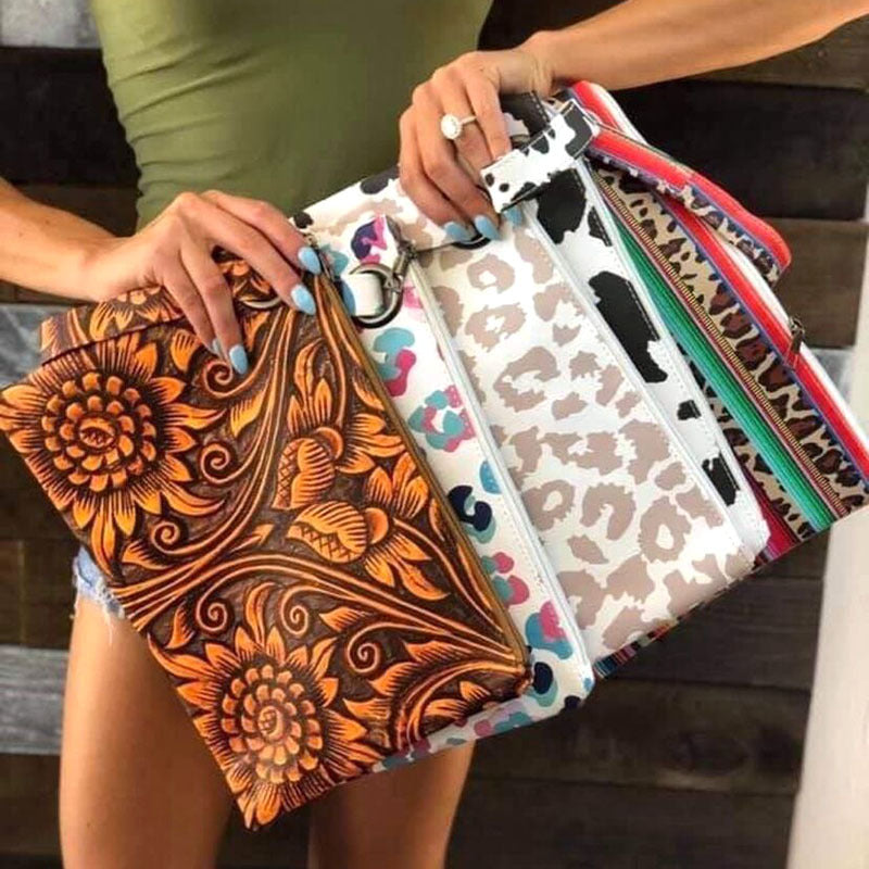 Women Sunflower Print Pu Leather Evening Clutch Bags