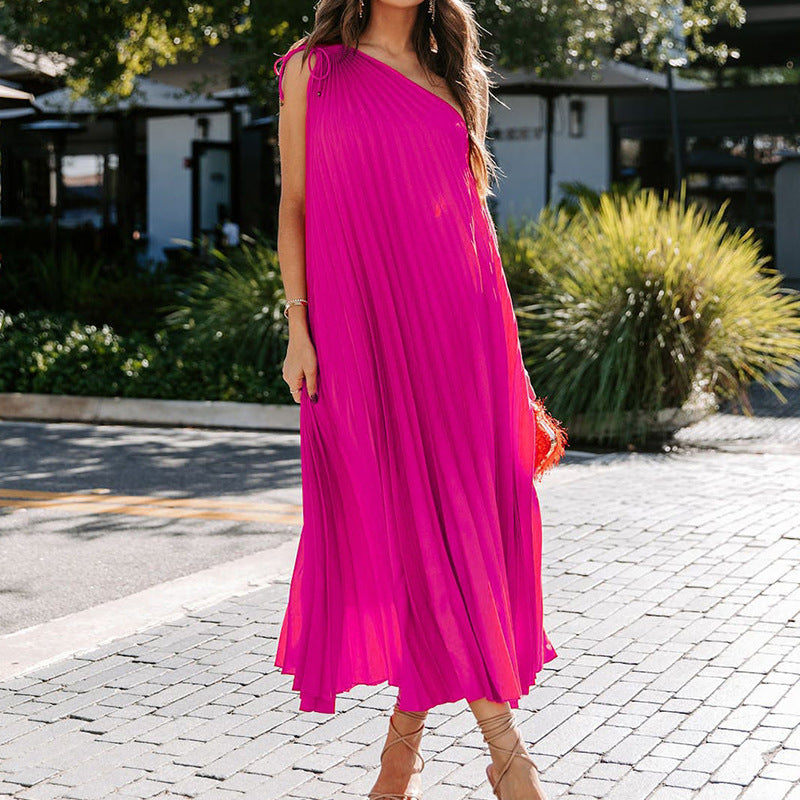 Casual One Shoulder Sleeveless Summer Long Dresses