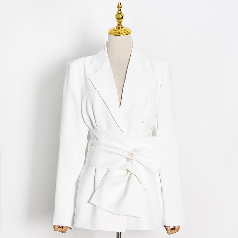Luxury classsy white blazers with Belt-STYLEGOING