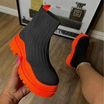 Casual Knitted Plus Sizes Short Sock Boots