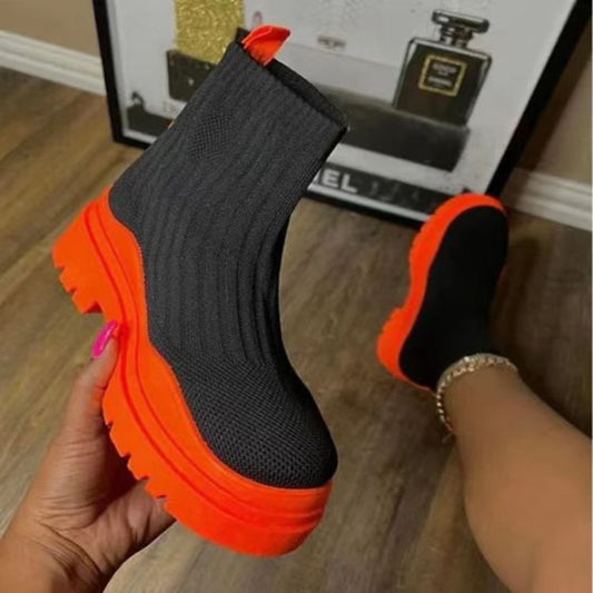 Casual Knitted Plus Sizes Short Sock Boots