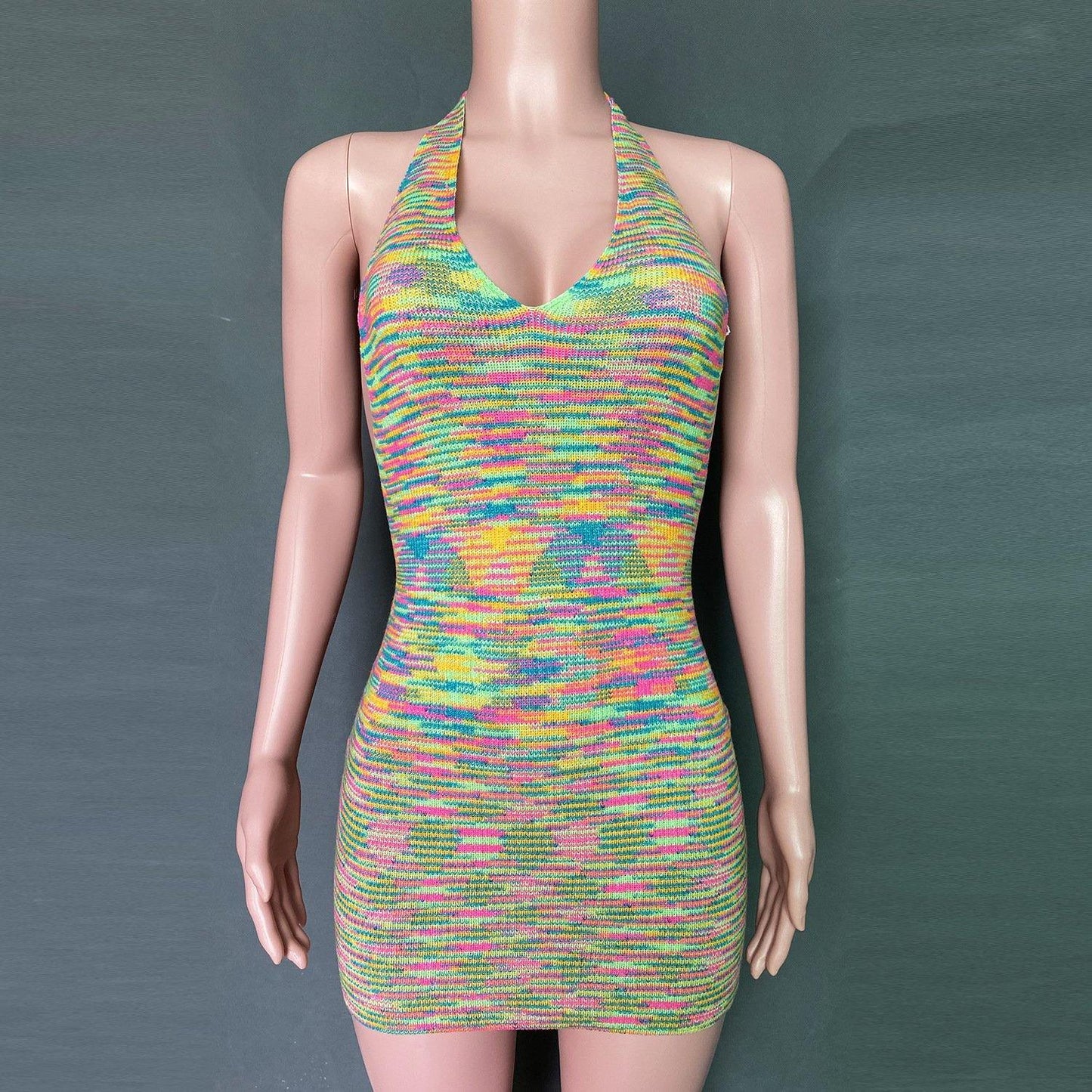 Summer Backless Sexy Knitting Dresses-STYLEGOING