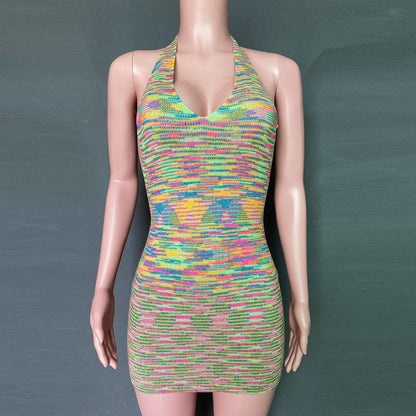 Summer Backless Sexy Knitting Dresses-STYLEGOING