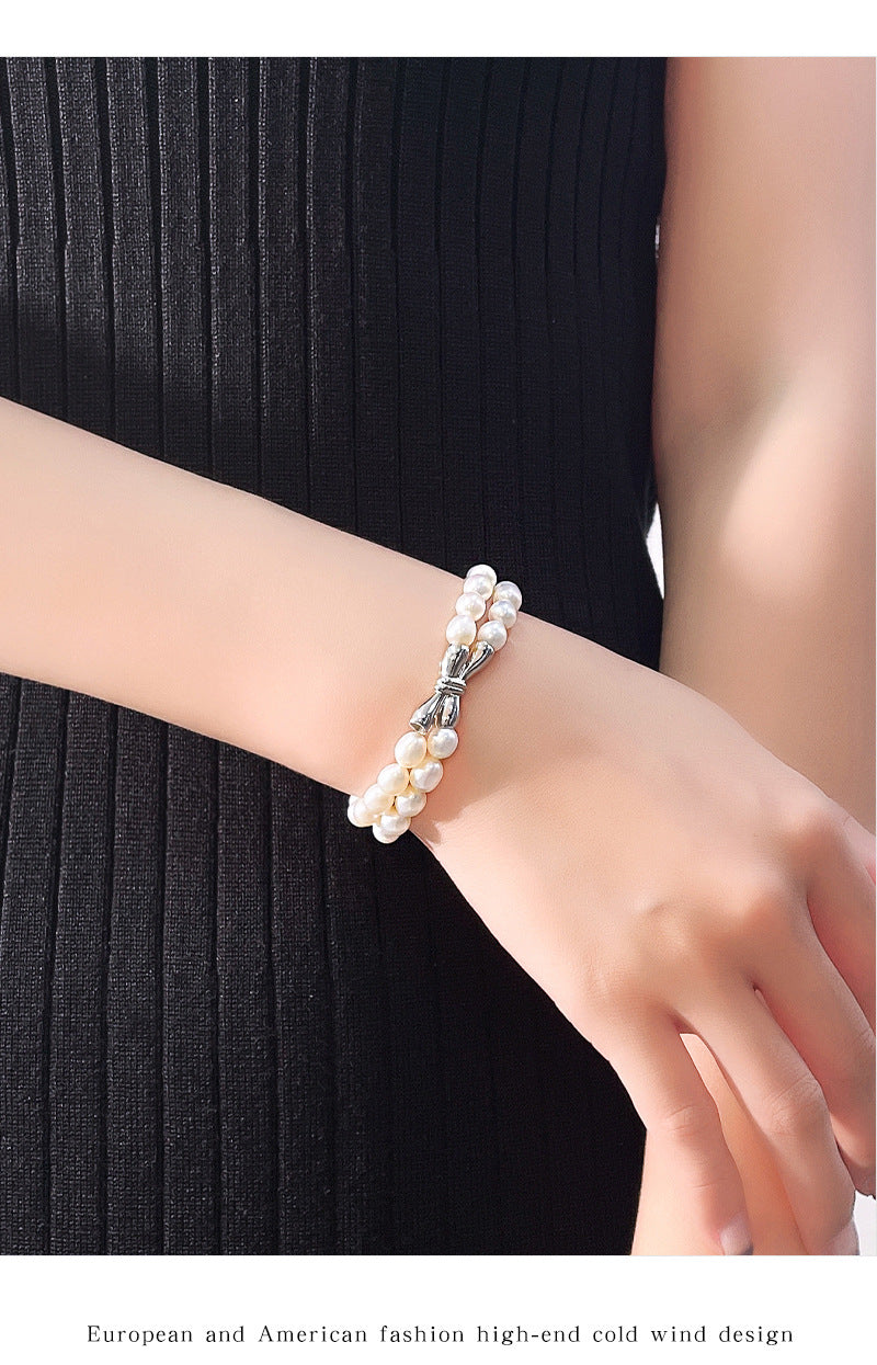 Fashion Butterfly Design Sterling Silver Pearl Bracelets