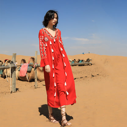 Vintage Ethnic Summer Beach Fairy Long Dresses