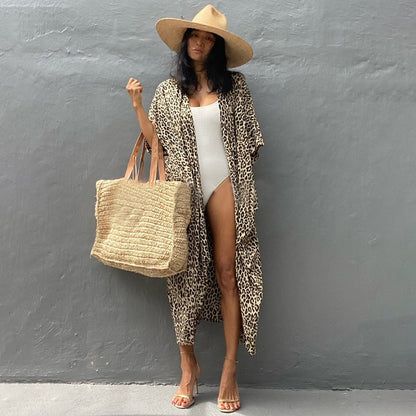 Summer Sun-proof Leaf Print Bikini Cover Ups